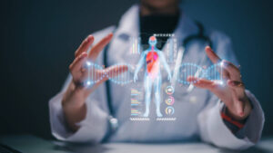 Medicine doctor. DNA. Digital healthcare and network connection