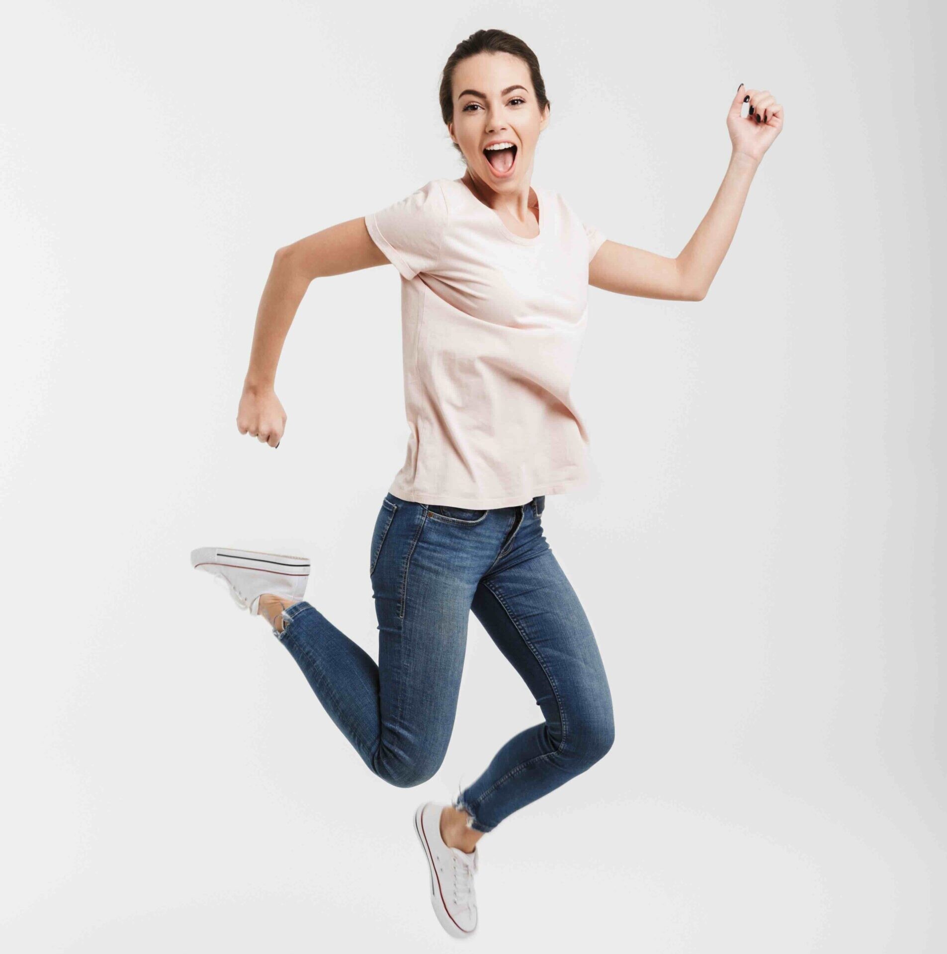 A person jumping with excitement